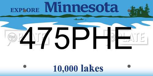 475PHE Minnesota License Plate