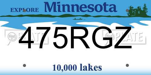 475RGZ Minnesota License Plate