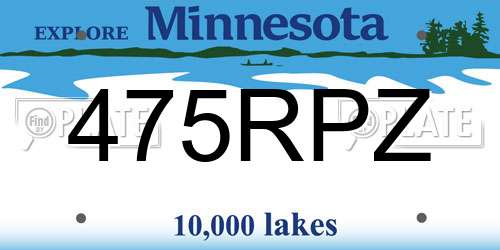 475RPZ Minnesota License Plate
