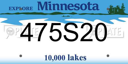 475S20 Minnesota License Plate