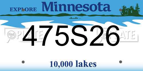 475S26 Minnesota License Plate