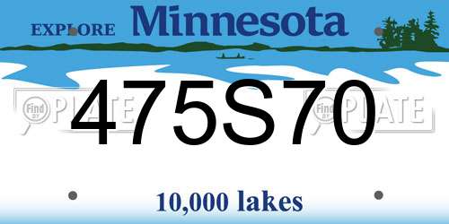 475S70 Minnesota License Plate