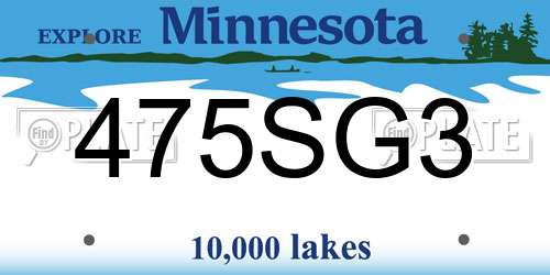 475SG3 Minnesota License Plate