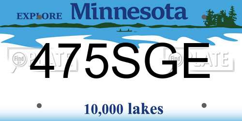475SGE Minnesota License Plate