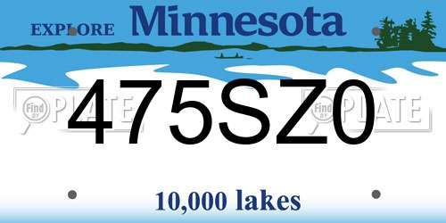 475SZ0 Minnesota License Plate