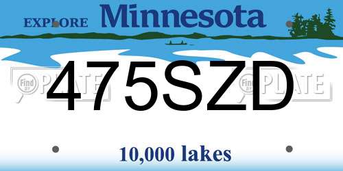 475SZD Minnesota License Plate