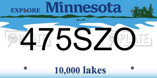 475SZO Minnesota License Plate