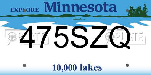 475SZQ Minnesota License Plate