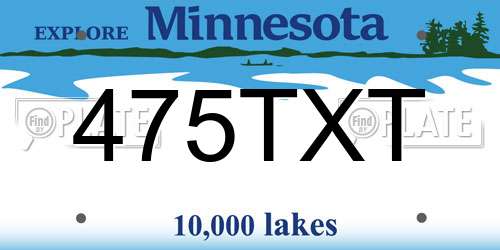 475TXT Minnesota License Plate