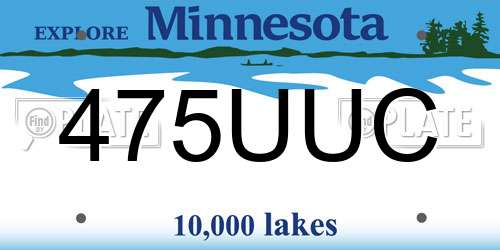 475UUC Minnesota License Plate
