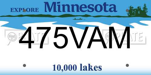 475VAM Minnesota License Plate