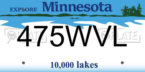 475WVL Minnesota License Plate