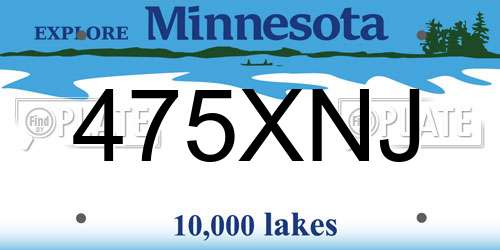 475XNJ Minnesota License Plate