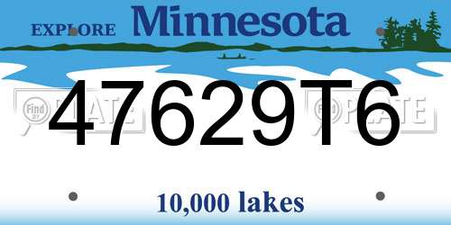 47629T6 Minnesota License Plate