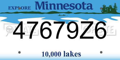 47679Z6 Minnesota License Plate