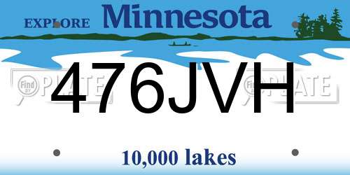 476JVH Minnesota License Plate