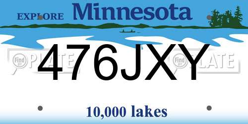 476JXY Minnesota License Plate