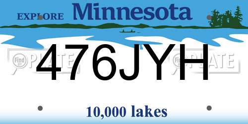 476JYH Minnesota License Plate