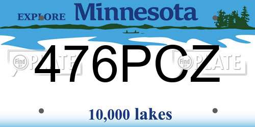 476PCZ Minnesota License Plate
