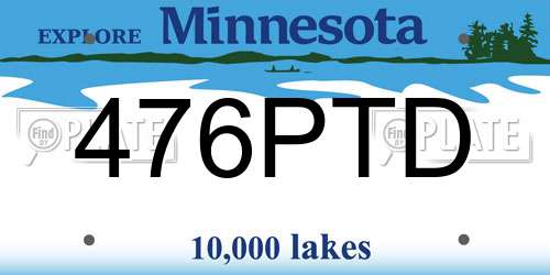 476PTD Minnesota License Plate