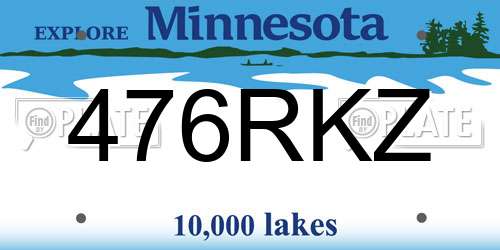 476RKZ Minnesota License Plate