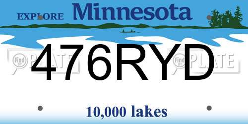 476RYD Minnesota License Plate