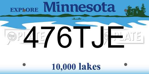 476TJE Minnesota License Plate
