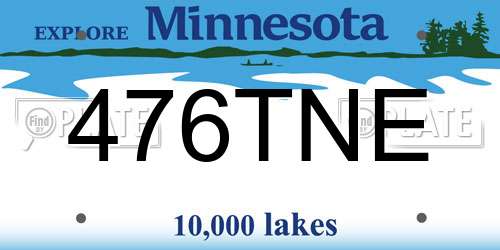 476TNE Minnesota License Plate