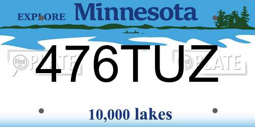 476TUZ Minnesota License Plate