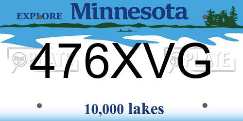 476XVG Minnesota License Plate