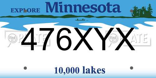 476XYX Minnesota License Plate