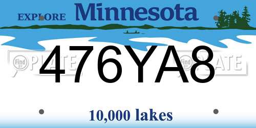 476YA8 Minnesota License Plate