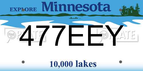 477EEY Minnesota License Plate