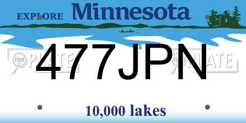 477JPN Minnesota License Plate