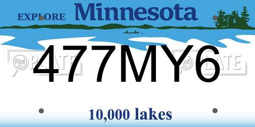 477MY6 Minnesota License Plate