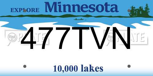 477TVN Minnesota License Plate