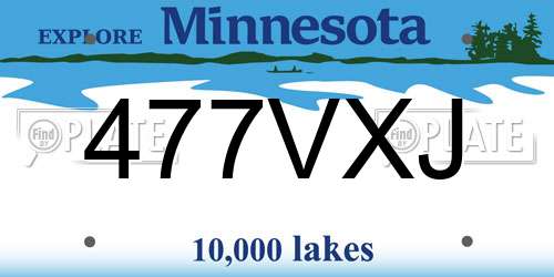 477VXJ Minnesota License Plate