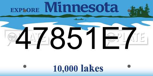 47851E7 Minnesota License Plate