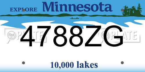 4788ZG Minnesota License Plate