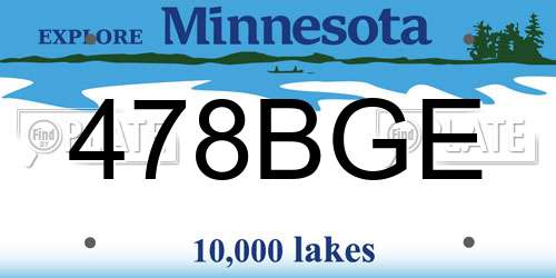 478BGE Minnesota License Plate