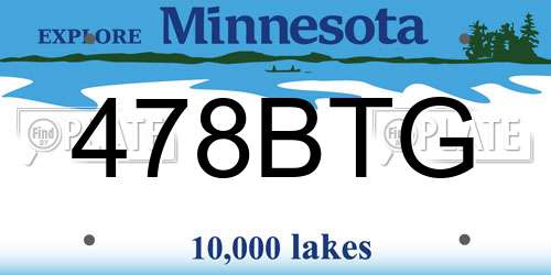 478BTG Minnesota License Plate