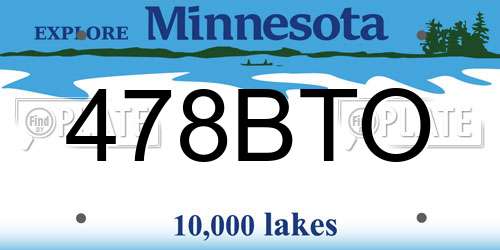 478BTO Minnesota License Plate