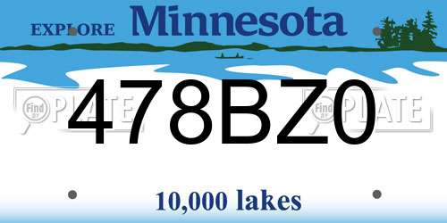 478BZ0 Minnesota License Plate
