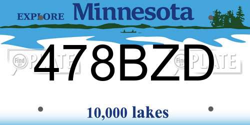 478BZD Minnesota License Plate