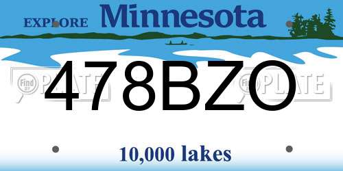 478BZO Minnesota License Plate