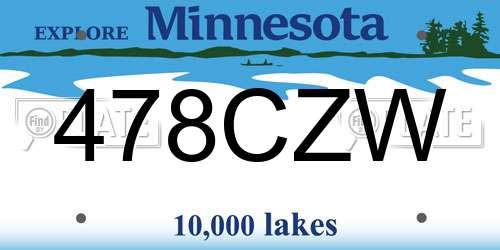 478CZW Minnesota License Plate