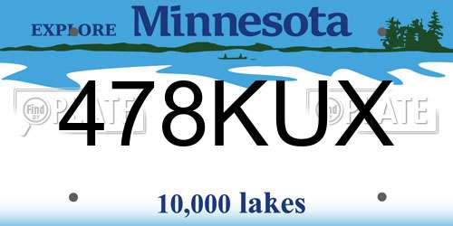 478KUX Minnesota License Plate