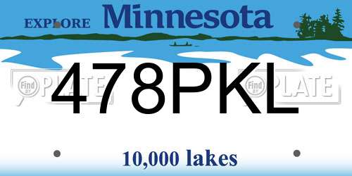 478PKL Minnesota License Plate