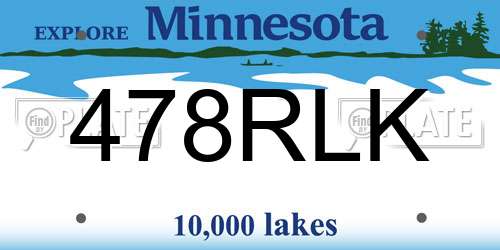 478RLK Minnesota License Plate