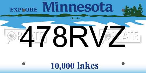 478RVZ Minnesota License Plate